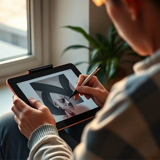 Image d'une personne travaillant sur une tablette graphique pour le design.
