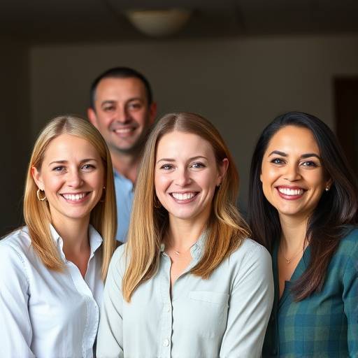 Photo d'une équipe souriante et professionnelle.